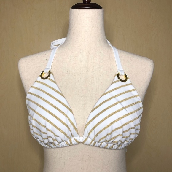 Lauren Ralph Lauren Gold White Striped Two Piece - Picture 5 of 7